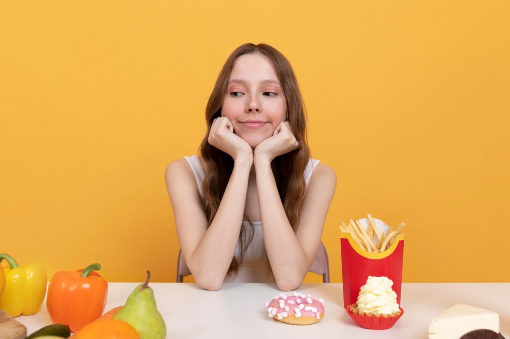 Medium shot woman with foodstuff
